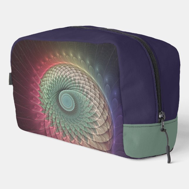 Trousse De Toilette Art fractal moderne coloré escargot abstrait (Coin droit)