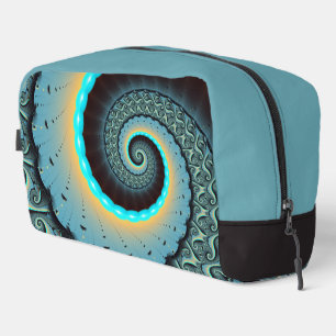 Trousse De Toilette Art fractal spirale abstrait bleu turquoise orange