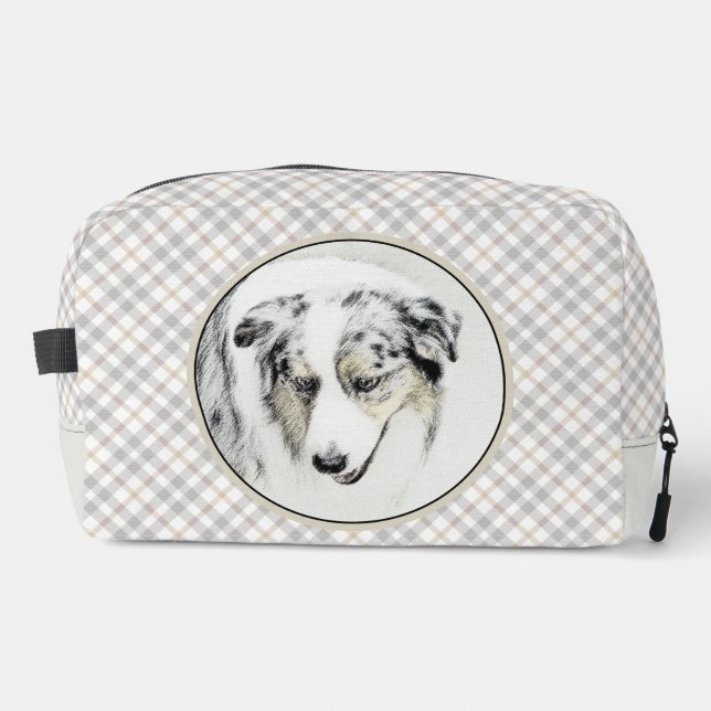 Trousse De Toilette Australian Shepherd Peinture Blue Merle Dog Art (Recto)