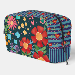 Trousse De Toilette Bande Florale colorée Rouge Bleu Gourmand