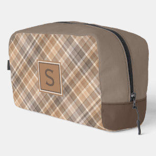 Trousse De Toilette Beige Marron Taupe Neutre Motif Carreaux Gingham