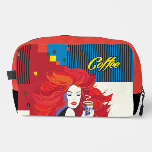 Trousse De Toilette "Belle Femme de mode avec Café Cup" Pop Art