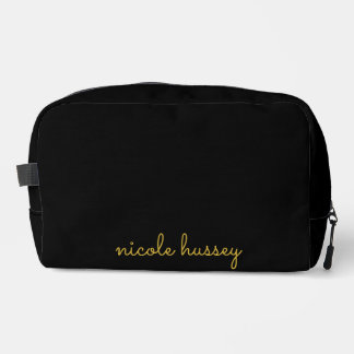 Trousse De Toilette Black and Gold Script  | Stylish Monogram Modern