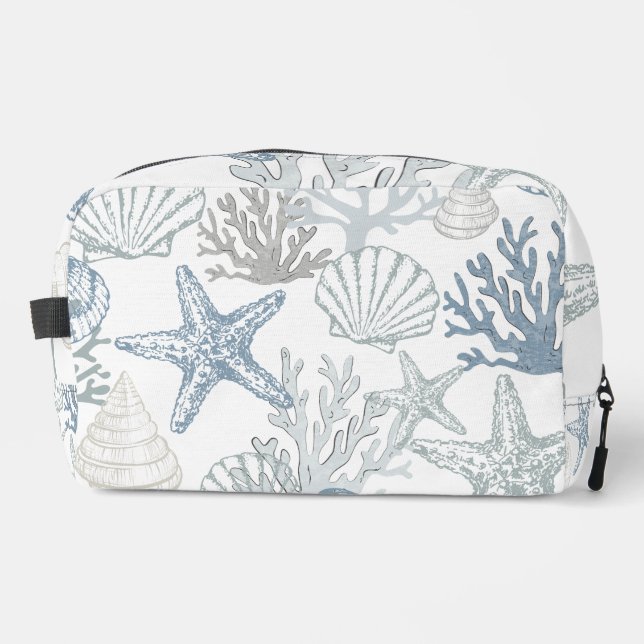 Trousse De Toilette Bleu Et Gris Estarfish Seashell Design Plage (Recto)
