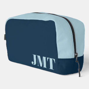 Trousse De Toilette Bleu foncé simple et bleu clair avec Monogramme