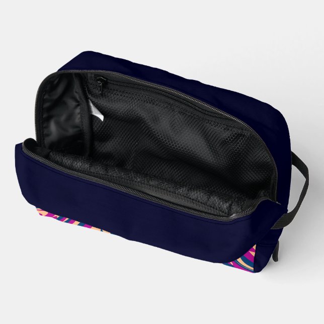 Trousse De Toilette Bleu Magenta Beige Abstrait Fluide Ondes (Ouvrir)