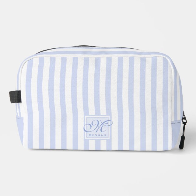 Trousse De Toilette Bleu pastel et Blancs - Monogramme (Recto)