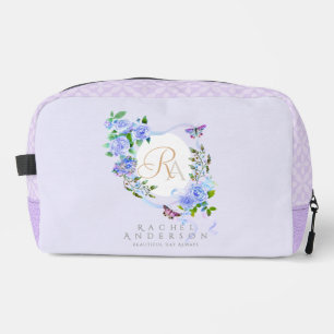 Trousse De Toilette Bleu Rose ruban Monogramme Violet Impression Coupe