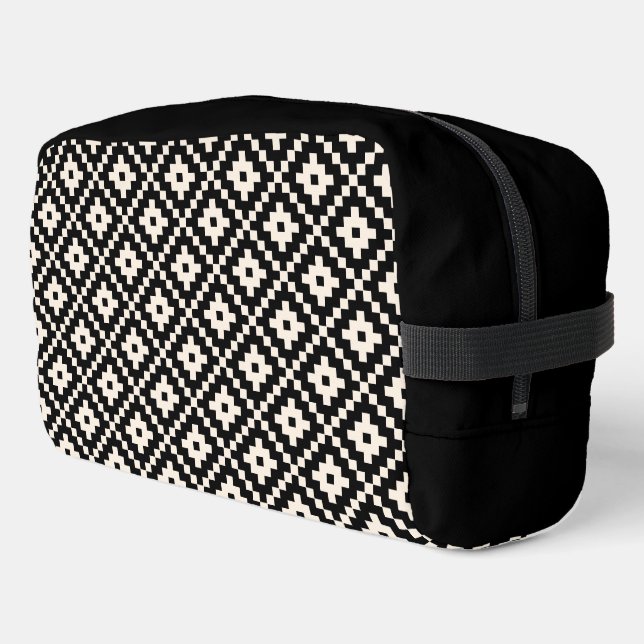 Trousse De Toilette Bloc de style aztèque Imprimer noir+Motif de crème (Coin gauche)