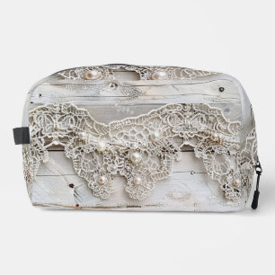 Trousse De Toilette Bois rustique et dentelle antique