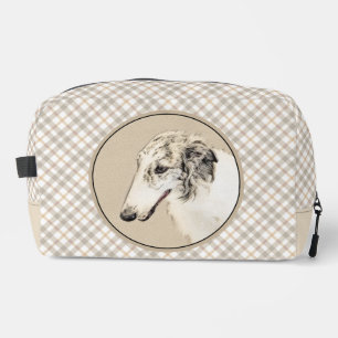 Trousse De Toilette Borzoi Argent Brindle Peinture Wolfhound Chien Art