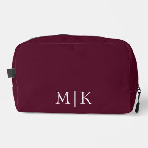 Trousse De Toilette Bourgogne et blanc Monogramme moderne
