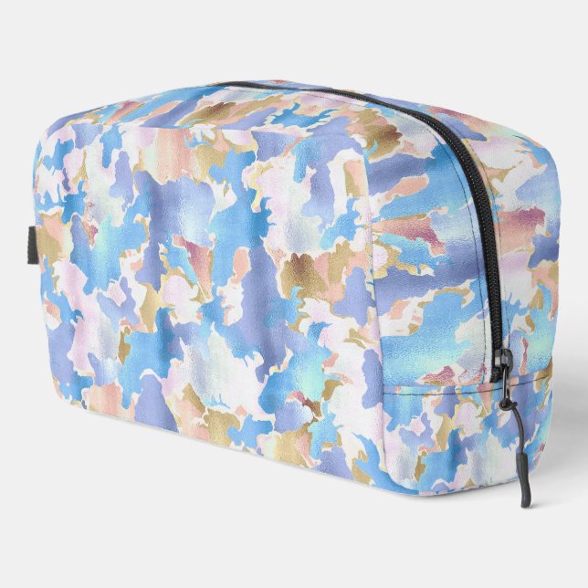 Trousse De Toilette Camouflage Métallique Rose Bleu Or Abstrait (Coin droit)