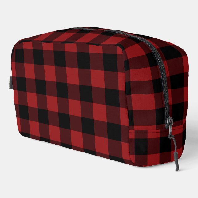 Trousse De Toilette Carreaux Noir et Rouge (Coin droit)