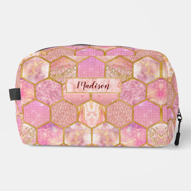 Trousse De Toilette Chic élégant faux Parties scintillant rose or (Recto)