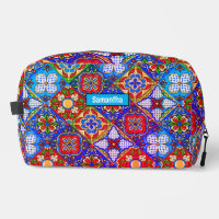 Chic mexicain talavera bleu violet tuiles monogram