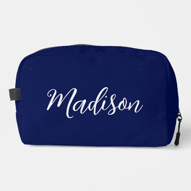 Trousse De Toilette Chic Navy Blue Name Custom Handwritten Script (Recto)
