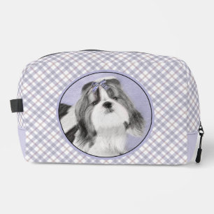 Trousse De Toilette Chih Tzu Peinture Noir & Blanc Original Chien Art