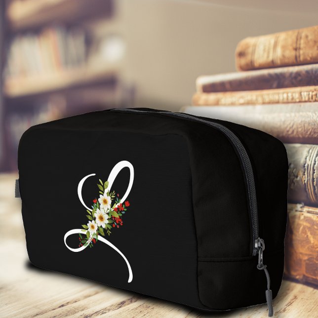 Trousse De Toilette Classic monogram  initial red flower mother gift (Créateur téléchargé)