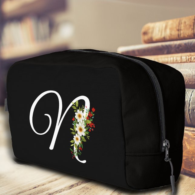 Trousse De Toilette Classic monogram  initial red flower mother gift (Créateur téléchargé)