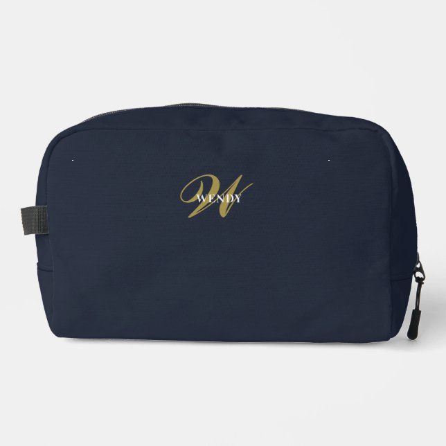 Trousse De Toilette Clean Navy Blue Gold Monogram Accessories (Recto)