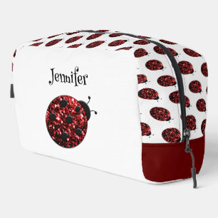 Trousse De Toilette Coccinelle étincelles motif rouge personnalisable