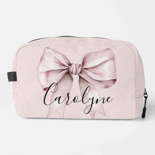 Trousse De Toilette Coquette arc rose Personnalisé Nom de la femme de  (Recto)