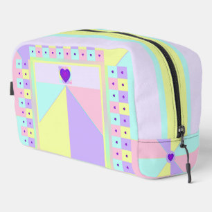 Trousse De Toilette couleurs pastel & coeurs violets battre