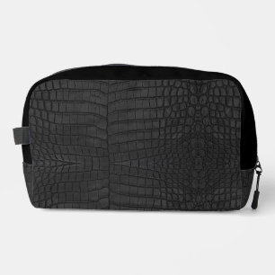 Trousse De Toilette Crocodile noir en cuir imprimé