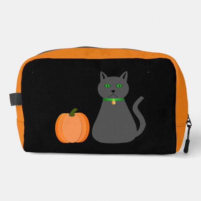 Trousse De Toilette Cute Halloween Chat et Citrouille (Recto)