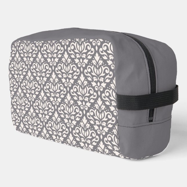 Trousse De Toilette Défiler Damask Pattern Crème sur gris (Coin gauche)