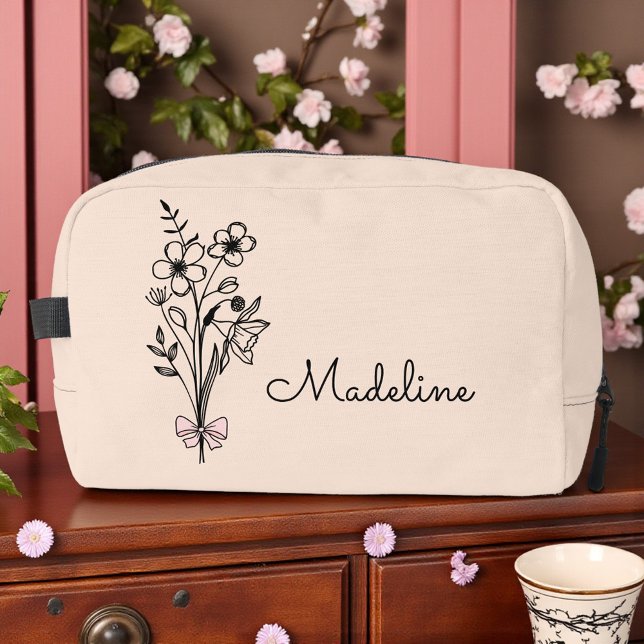 Trousse De Toilette Demi-fleur personnalisé demoiselle d'honneur pêche (Créateur téléchargé)