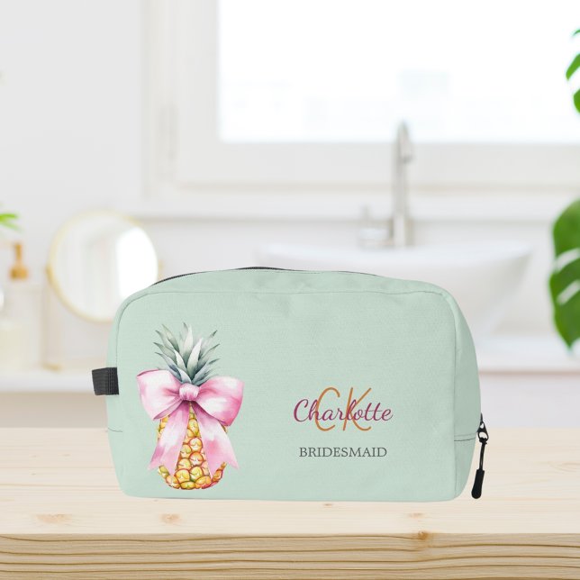 Trousse De Toilette Demoiselle d'honneur vert sauge tropicale ananas r (Créateur téléchargé)