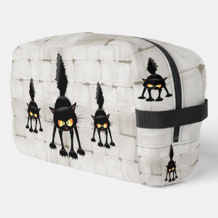 Trousse De Toilette Dessin animé de chat noir drôle et féroce