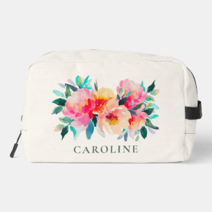 Trousse De Toilette Douce Peinture Aquarelle Fleurie Rose Pivoine Pers