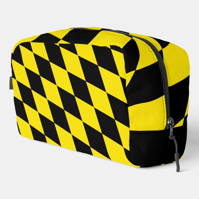 Trousse De Toilette Drapeau diamant de Bavière noire et jaune Motif (Coin droit)