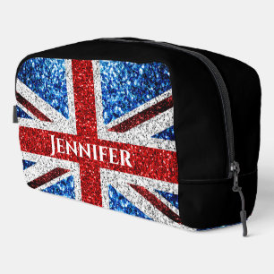 Trousse De Toilette Drapeau rouge blanc bleu étincelles Nom personnali