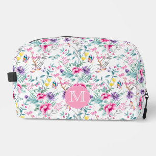 Trousse De Toilette Élégant Boho Chic Fleurs & Papillons Monogramme