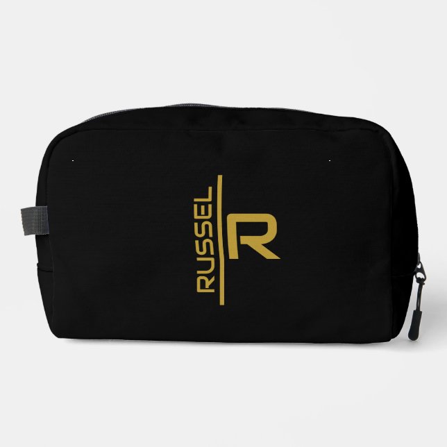 Trousse De Toilette Élégant Groomsmen Personnalisé Noir et Or (Recto)