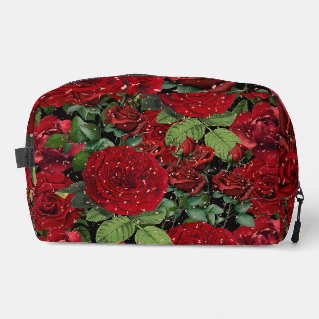 Trousse De Toilette Elegant Red Roses Floral Pattern Makeup Bag (Recto)
