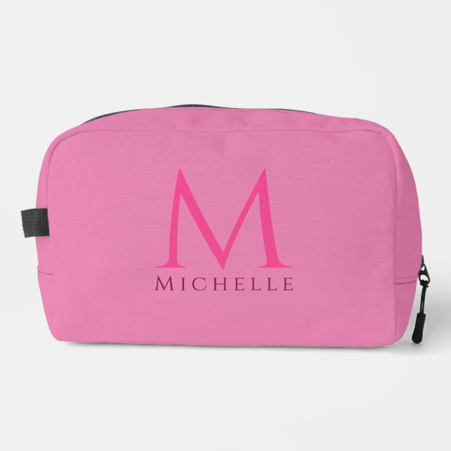 Trousse De Toilette Élégant rose Personnalisé Nom manuscrit Monogramme (Recto)