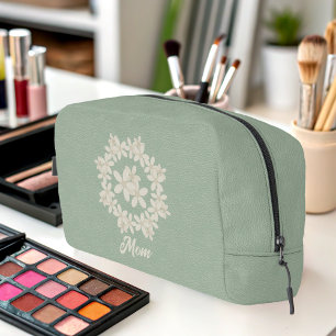 Trousse De Toilette Elégant Sage Green Faux cuir Look Floral Wreath