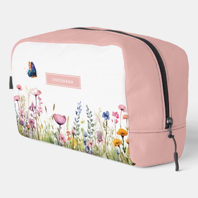 Trousse De Toilette Elégante aquarelle Fleur sauvage cosmétique & toil (Coin droit)