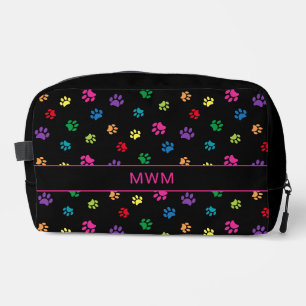 Trousse De Toilette Empreintes de pattes colorés mignons Noir personna