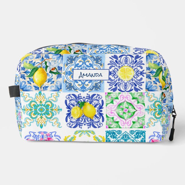 Trousse De Toilette Été agrumes siciliens azulejo méditerranéen (Recto)