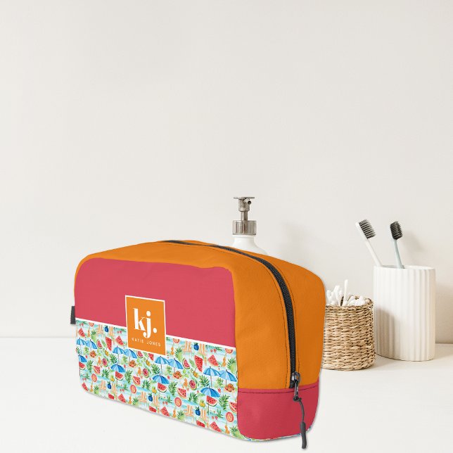 Trousse De Toilette Été amusant Monogramme élégant (Créateur téléchargé)