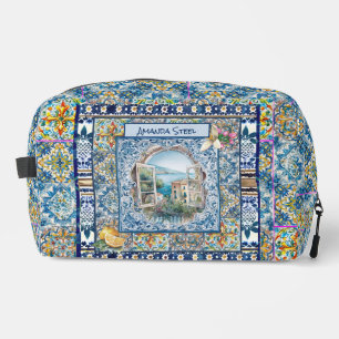 Trousse De Toilette été italie carreaux bleu floral citrus monogramme