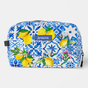 Trousse De Toilette Eté majolica bleu Sicilienne agrumes méditerranéen