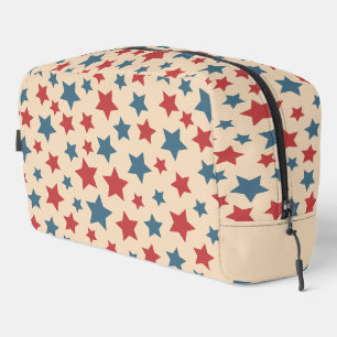 Trousse De Toilette Étoiles rouges et bleues, 4 juillet, fond beige