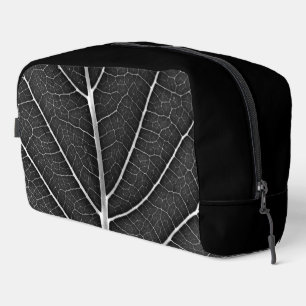 Trousse De Toilette Fermeture de la feuille brillante noire et blanche
